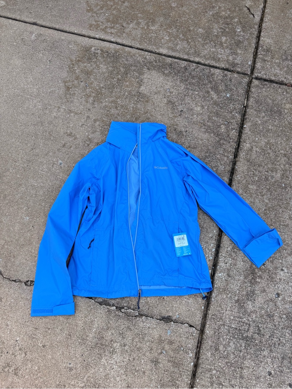 Columbia Bright Blue Women's Rain Jacket with Hood